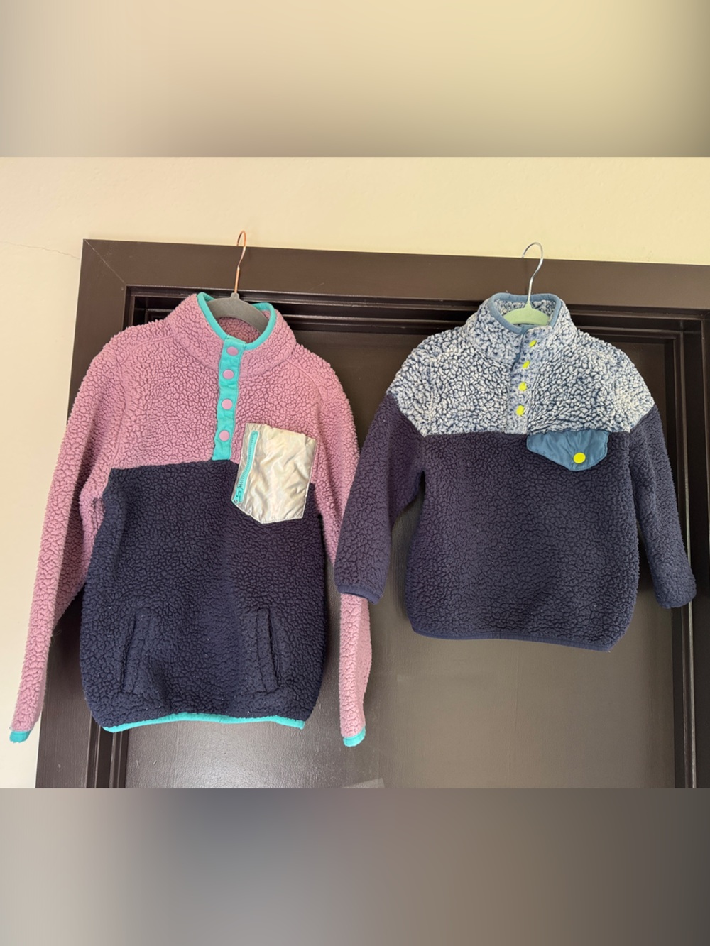 Kids Colorblock Sherpa Pullover - Pink & Navy